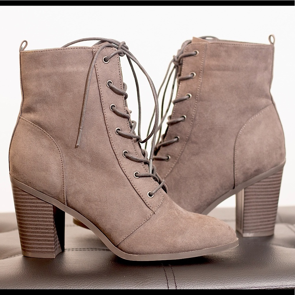 Gray Lace-Up Boots NWOT
